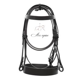 Leather Horse Hunter Bridle 2 Inch Noseband and 1 Inch Browband Black (FULL)