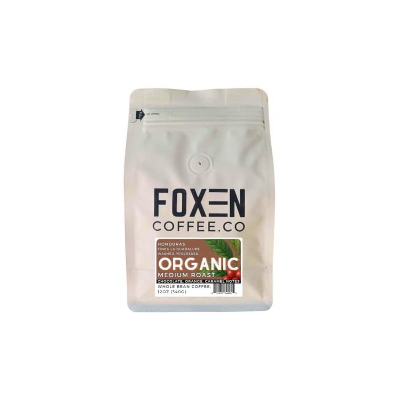 Foxen Coffee Organic, Whole Bean, Medium Roast, 12 ounce