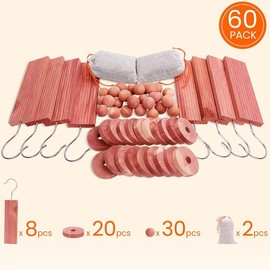 Cedar Blocks for Clothes Storage, Set of 60, Cedar Chips for Closets and Drawers, Aromatic Cedar Wood Balls and Cedar Sachets, Cedar Closet Freshener - Color: 1 Count (Pack of 18)