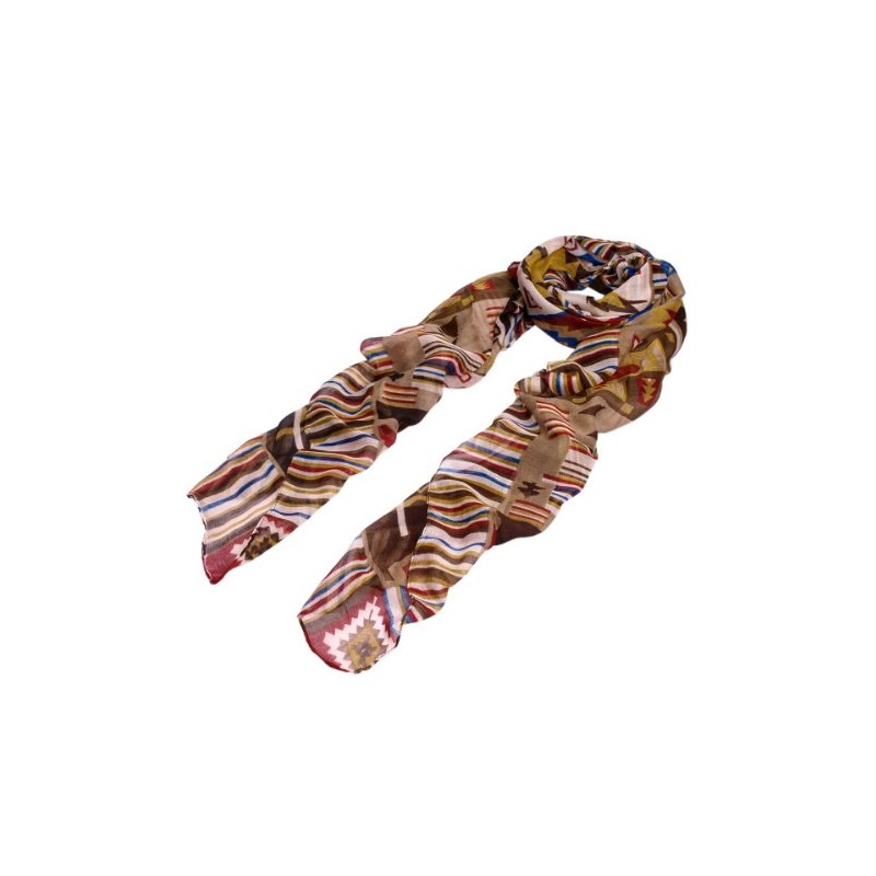 TrendsBlue Multi Color Aztec Tribal Style Scarf, Brown