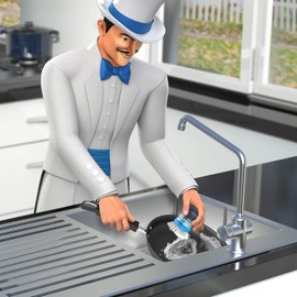 MR.SIGA Cepillo para Polvo de Palma dispensador de jabón, Cepillo para Polvo de Cocina para Limpieza de Platos, sartenes y fregaderos, Paquete de 2, Azul Marino/Azul