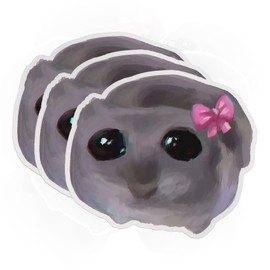 Set 3PCS - 2" Sad Hamster Sticker Meme Funny Hamster Big Eyes Waterproof Vinyl Decal for Water Bottles, Tumblers, Cup, Laptops, Hard Hats, Kindle (2 Inches)