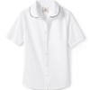 Lands' End Uniform Girls Piped Broadcloth Peter Pan Blouse White/Classic