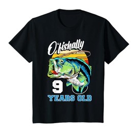 Kids Ofishally 9 Years Old Fisherman 9th Birthday Fishing T-Shirt