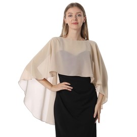 GIBZ Women's Scarf Stole Capes, Wraps Shawl Shawl Chiffon Bolero Cardigan for Festive Evening Party Formal Dresses Wedding Costume, khaki, Unit size