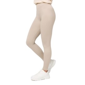 Nur Die Relax & Go Women's Leggings in Ribbed Look High Waist Opaque Ribbed with Comfort Waistband, taupe