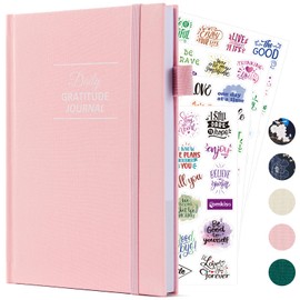 Comkiso Gratitude Journal with 4 Inspirational Stickers: Undated Daily Gratitude Journal for Women and Men - More Happiness, Affirmation, and Mindfulness in A Few Minutes with Prompts & Quotes (Pink)