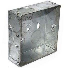 kenable Flush Single Galvanised Steel Back Box with Fixed Lugs 25mm [1 Gang]