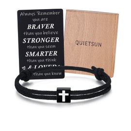 Quietsun Easter Basket Stuffers for Teens Boys Gifts Teenage Cross Bracelet Men Him Christian Baptism Religious Son Cool 13 Year Old Birthday Graduation Confirmation Valentines Christmas Stocking Day