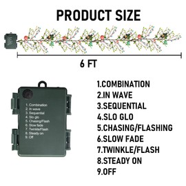 NEROSUN 6 FT Easter Egg Garland, 20 LED Battery Operated Lighted Garland with 8 Modes, Artificial Easter Garland for Indoor Outdoor Home Fireplace Party Door Decoration