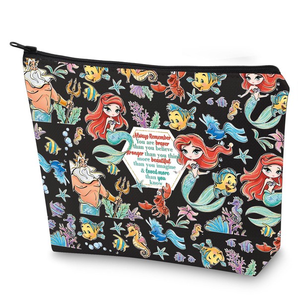 WZMPA - Bolsa de cosméticos de sirena Ariel para regalo de princesa de sirena, eres más valiente y hermoso que sabes Ariel, Sirena Ariel BL, Bolsa de cosméticos