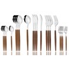 JASHII 20 Pieces Wood Stainless Steel Cutlery Set Wooden Handle