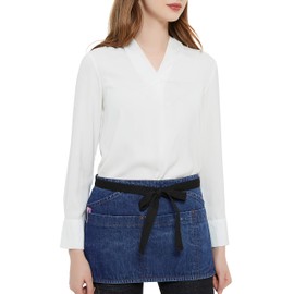 Aiden Brothers 100% Cotton Denim Unisex Waist Apron, 7 Pockets with Zipper Pocket & Pen Pocket, 11" X 23" (Blue)
