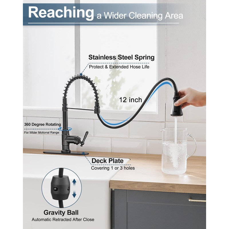 HOIGY Oil Rubbed Bronze Kitchen Faucet 3 Hole or 1