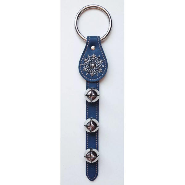 Kensington Row Christmas Collection BLUE LEATHER SNOWFLAKE BELL STRAP WITH