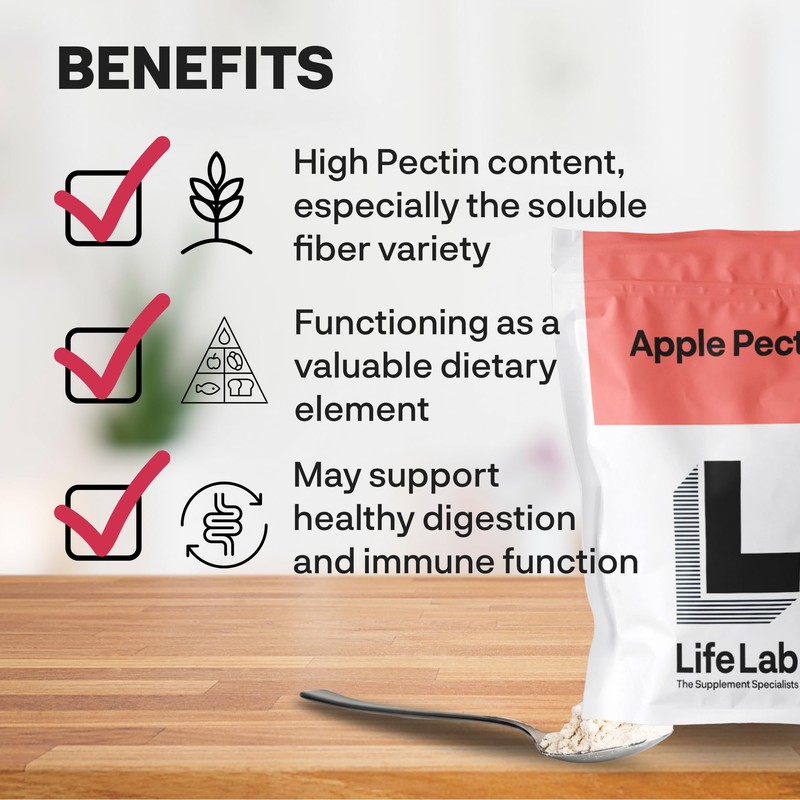 LifeLab Supplements Apple Pectin Powder, 100g - High Fiber Source,