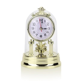 Vintage Table Clock, European Mantle Clock Silent Non Ticking Antique Anniversary for Living Room Bedroom Office Desk Home Hotel Decor