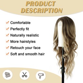 Long Ombre Blonde Wavy Wig for Women 26 Inch Middle Part Lace Hairline Curly Wavy Wig Natural Looking Synthetic Heat Resistant Fiber for Daily Party Use(R2/10/613, 26inch)