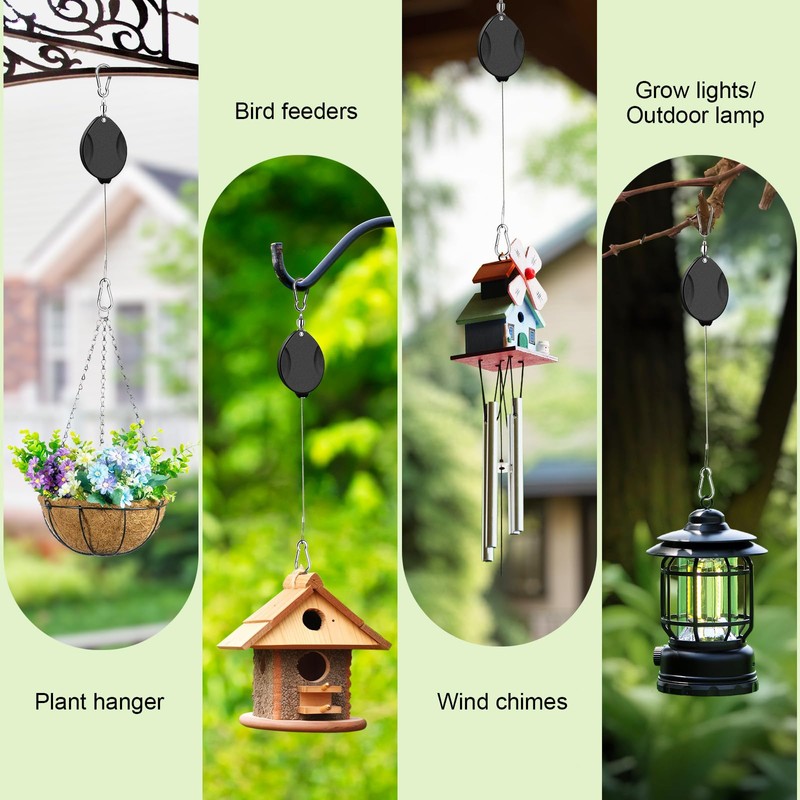 ZUZUAN 2Pcs Upgraded Heavy Duty Retractable Plant Hanger,Plant Pulleys for