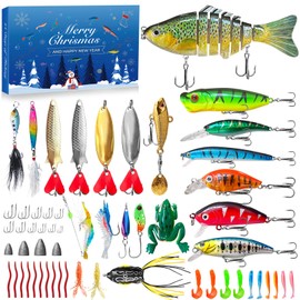 WYZOID Advent Calendar 2024 Fishing Lure,Lifelike Multi Jointed Swimbait,Suitable For Adult Men Teen Boys, Christmas Surprise Fishing Bait Gift - 2024 Christmas Countdown 24 Days Surprise Gift