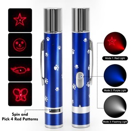 EAWONGEE Rechargeable Cat Toys - Indoor/Outdoor Cats Chase Light Toy for Kitty & Dog with 3 Light Modes, 5 Patterns, Blue