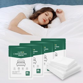CxLoode 4 Pack Disposable Bed Sheets Queen, Disposable Travel Sheets for Travel with Quilt Cover and Pillowcase, Disposable Bedding Travel Bedding Disposable Sheets for Hotel Hospital