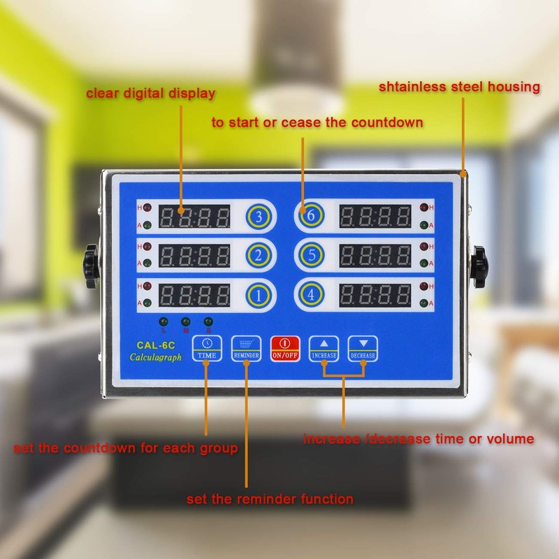 NJTFHU Commercial Kitchen Timer 6 channels Restaurant Timer Commercial Cooking