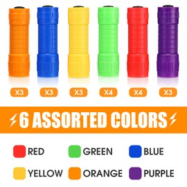 20 Pack 9-LED Mini Flashlight Set with 60 Pieces AAA Batteries, Flashlight Kids Handheld Flashlights Bulk for Gifts Camping Accessories Supplies, Assorted Colors