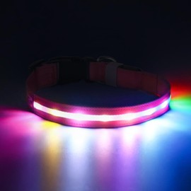 PcEoTllar Light Up Dog Collars, Led Dog Collar, 6 Flashing Mode, Rechargeable, Waterproof, Adjustable Glow in The Dark Dog Collars, Flashing Lighted for Night Walking, Pink l