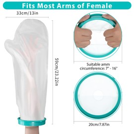 Cast Covers for Shower Arm, Waterproof Cast Cover Arm Adult Soft Comfortable Bath Bandage, Reusable Cast Protector Covers to Keep Wounds Dry for Broken Arm, Hand, Wrist, Elbow (23.5 Inch)