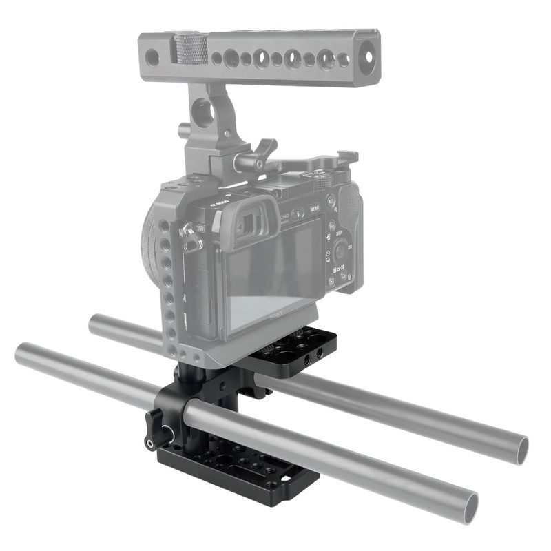 NICEYRIG DSLR Camera Baseplate Switching Kit with 15mm Rod Raiser
