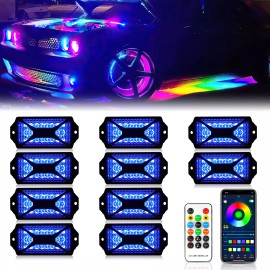 KEEPDSGN 10 Pods RGB LED Rock Lights Kit Underbody Neon Music Lights For Toyota Tundra