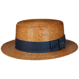 Stetson Revenco Boater Palm Straw Hat - Plain Hat Made of 100% Straw - Circular Saw Shape - Summer Hat - Women/Men - Spring/Summer, brown