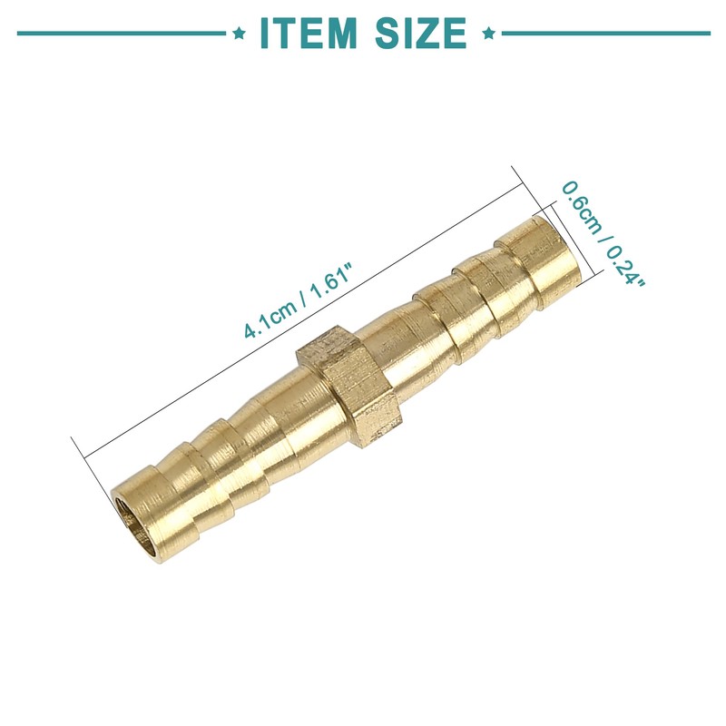 ACROPIX 5pcs Universal 6mm Gold Tone Brass Barb Hose Fitting