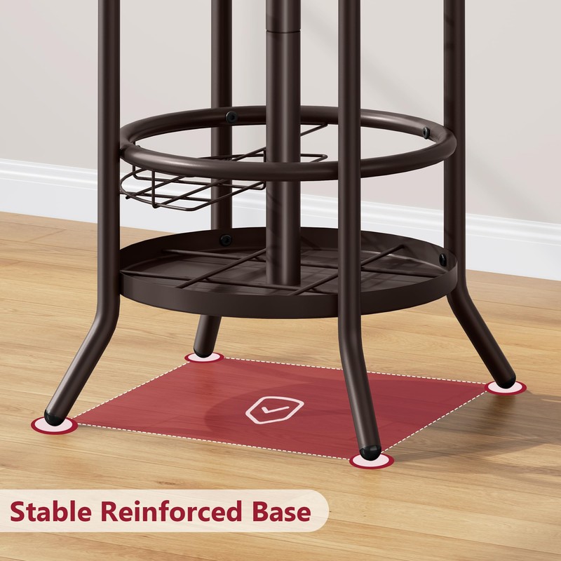Tajsoon Coat Rack Stand with Umbrella Holder, Coat Tree Freestanding