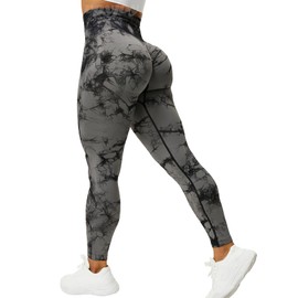 VOYJOY Seamless Leggings for Women High Waist Yoga Pants, Scrunch Butt Lifting Elastic Tights, Black Gray, X-Small