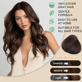 Dark Brown Plant-Based Hair Color Shampoo for Women & Men - 3 in 1 for 100% Grey Coverage in 15 Minutes, Instant Natural Dye for All Hair Types, Para Canas