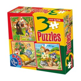 D-Toys 3-in-1 Fairytales 5 Jigsaw Puzzles (6/9/ 16 Pieces)