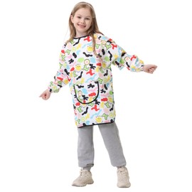 Royar beauty Kids Art Smock for Painting-Waterproof Long Sleeve Smocks for Kids with Full Arm Protection, Adjustable Tie-Back ArtistSmock for Girls & Boys Painting Apron for Arts, Crafts, Cooking-5-8.