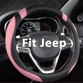 Auto Car Steering Wheel Cover for Jeep Grand Cherokee Black Pink Standard Size