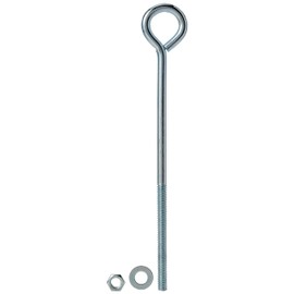 Merriway BH02816 (2 Pcs) Eye Bolts with Nuts and Washers, Bright Zinc Plated M8 x 200mm - Pack of 2 Pieces