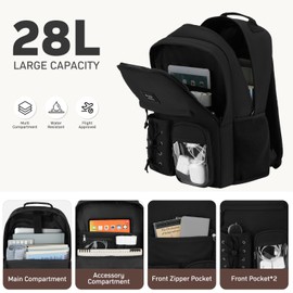 KROSIAS KROSIAS Backpack for School Teens Boys and Girls, Black Backpack for Men and Women College Bookbag Travel Laptop Back Pack Fits 15.6 Inch Laptop