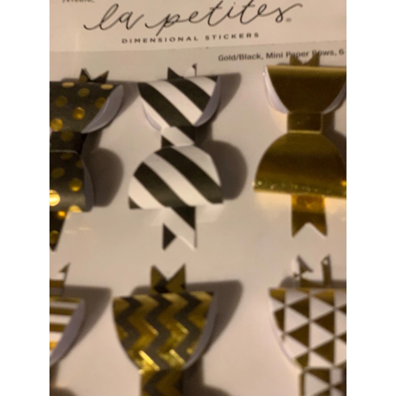 THE PAPER STUDIO LA PETITES STICKERS 3D BOWS GOLD BLACK