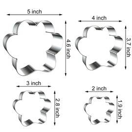 Dog Paw Print Cookie Cutter Set - 5 Inch, 4 Inch, 3 Inch, 2 Inch - Large Cookie Cutters Shapes Molds for Dog Treats - Stainless Steel