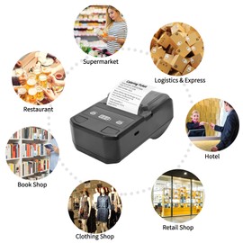 Portable 58mm Thermal Receipt Printer Wireless BT Mini Bill Ticket POS Mobile Printer with Rechargeable Battery Support ESC/POS Compatible with Android iOS Windows for Restaurant Supermarket Retail Clothing Office Small Business