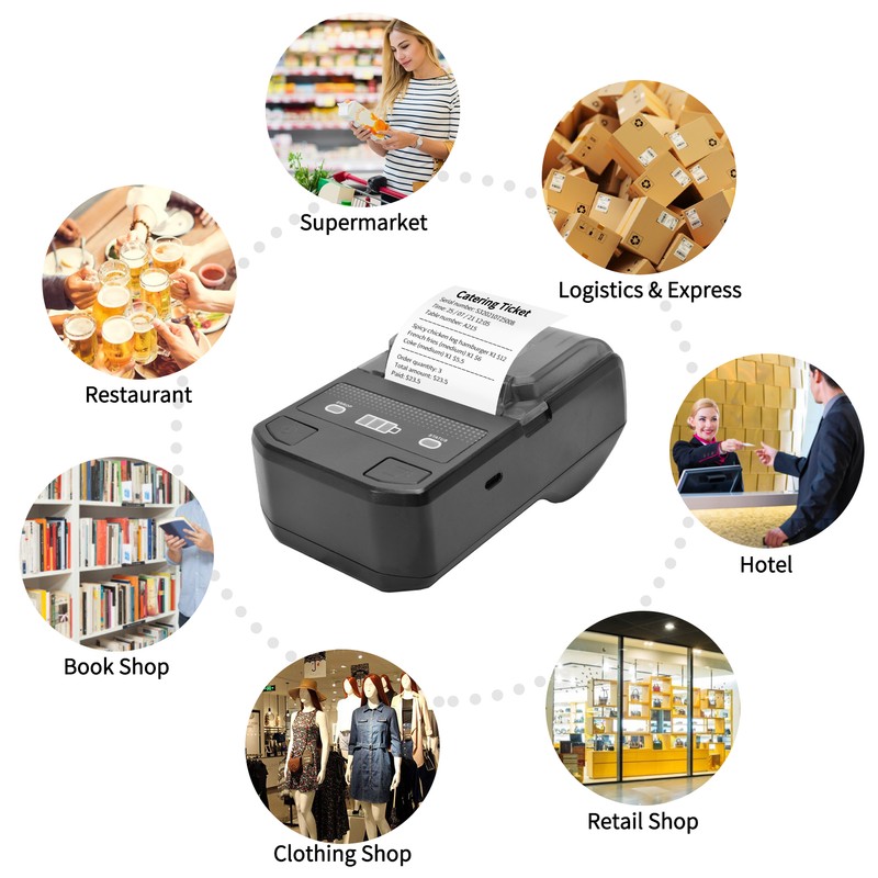 Portable 58mm Thermal Receipt Printer Wireless BT Mini Bill Ticket