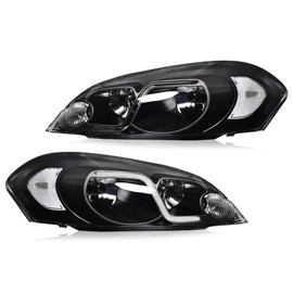 LQI LED DRL Headlight Compatible with Chevy Impala 2006-2013 /Fit for Chevy Monte Carlo 2006-2007 Clear lens Black Housing Pair