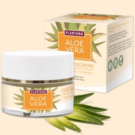 PLANTANA® Organic Aloe Vera Face Cream 50 ml with Hyaluronic Vitamin E for Dry Demanding Skin Vegan Fair Trade from Organic and Cultivation Dermatologically Tested Fast Absorbing