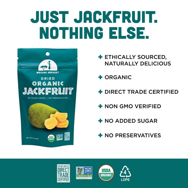 Mavuno Harvest Jackfruit Dried Fruit Snacks | Unsweetened Organic Dried