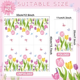 gisgfim 100 Pcs Tulip Floral Guest Napkins Spring Flowers Disposable Napkins Tulip Dinner Hand Napkins Tulip Flowers Guest Towels Floral Napkins for Kitchen, Bathroom, Wedding, Birthday, Baby Shower